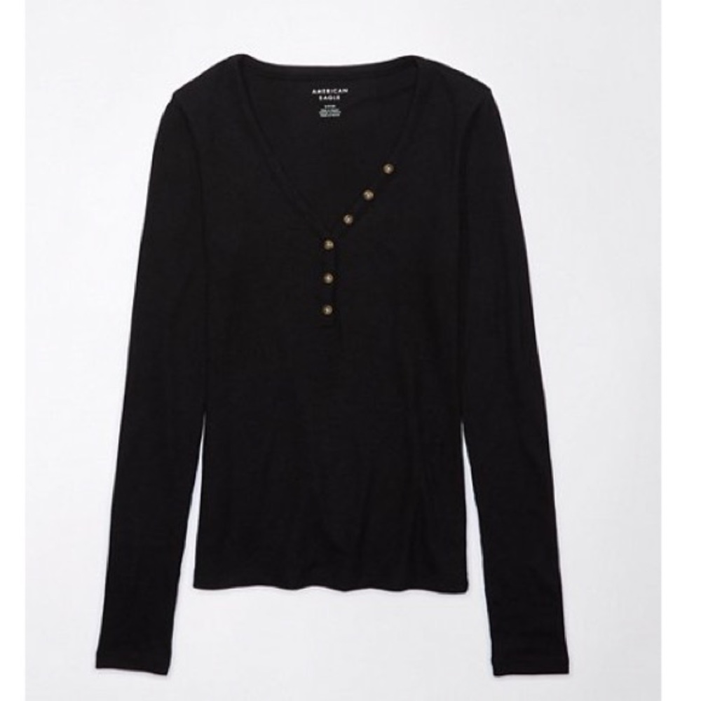 American Eagle waffle long sleeve Henley tee